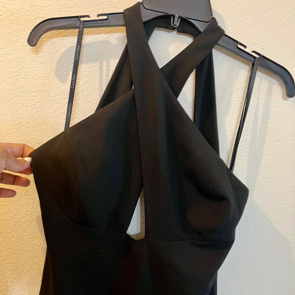 Calvin Klein Floor Length Black Open Back Evening Gown Sz 4